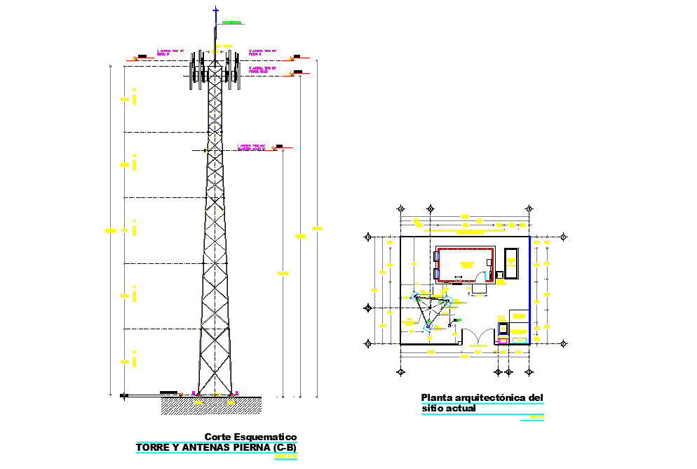 Tele communications tower autocad file