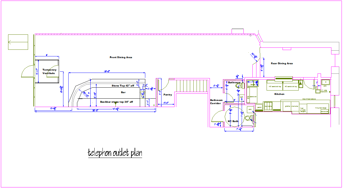 Telephone outlet plan for office dwg file