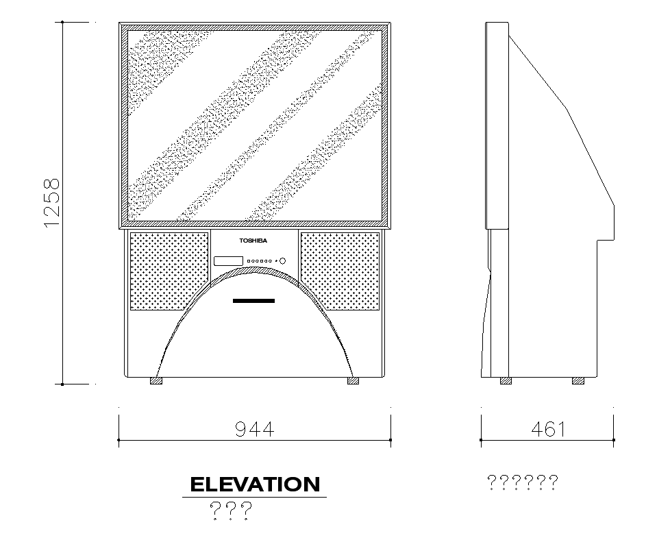 TV Unit CAD Block Layout with Dimensions in AutoCAD File
