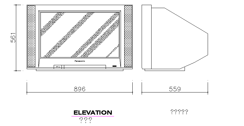 Television front and side elevation