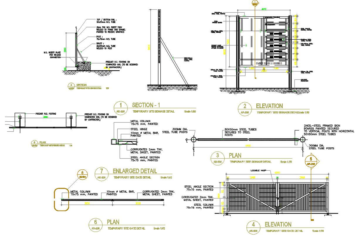 Temporary Site Gate AutoCAD Drawing