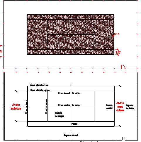 Tennis ground landscaping and design dwg file