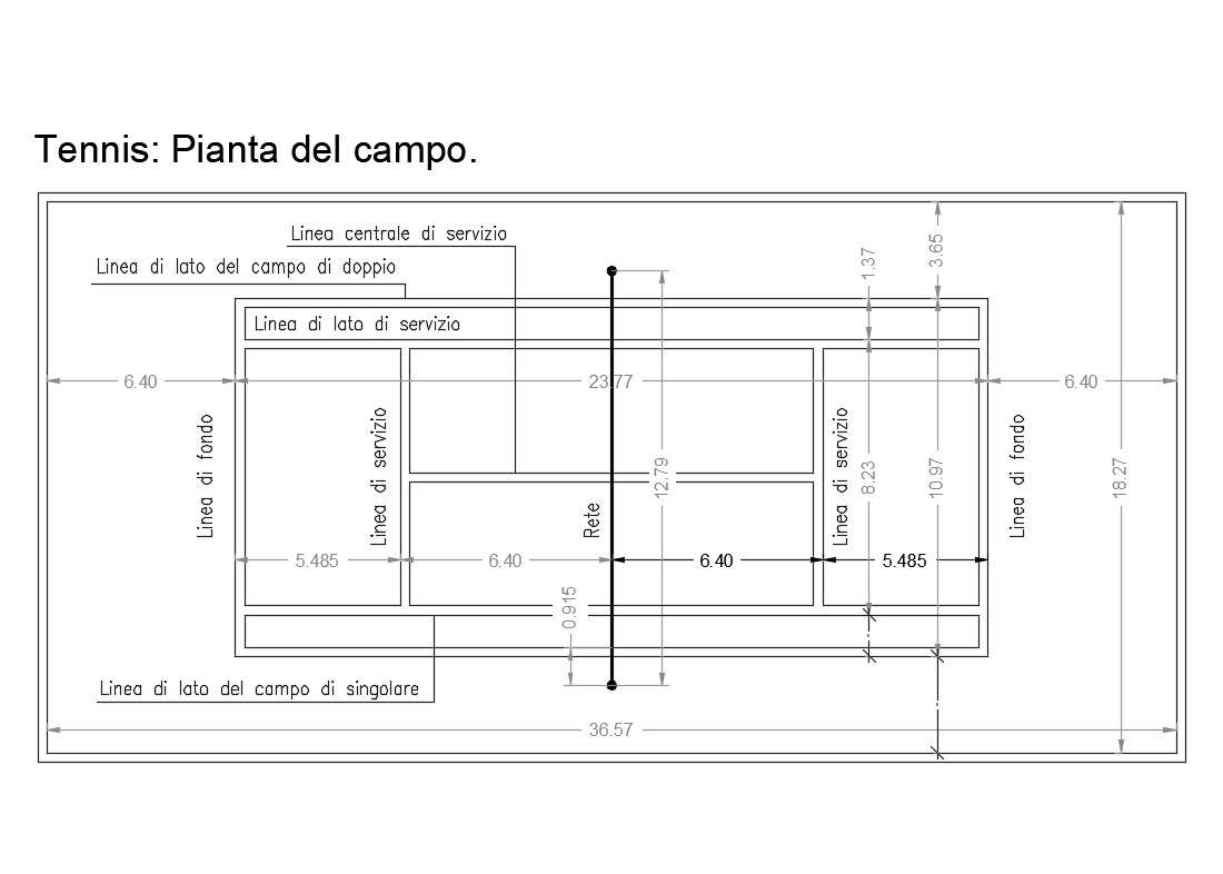 Tennis ground measures cad drawing details dwg file