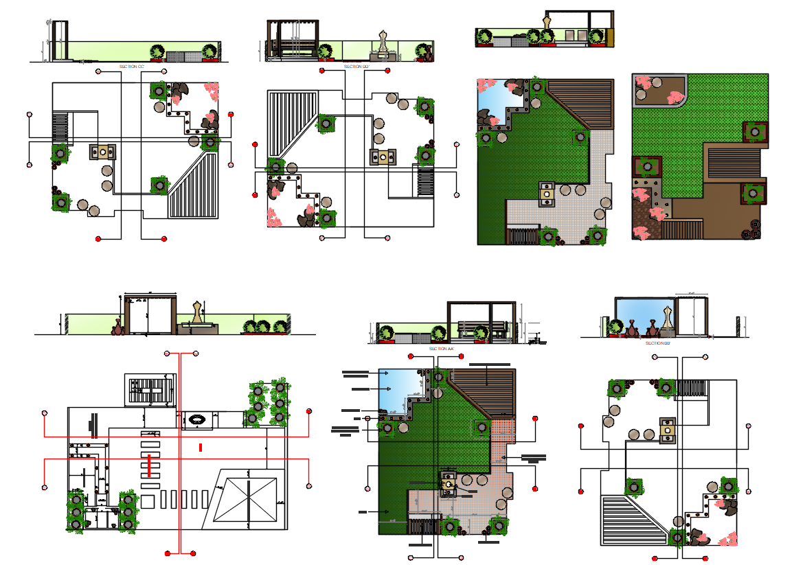 Terrace Garden Landscaping Design CAD Drawing