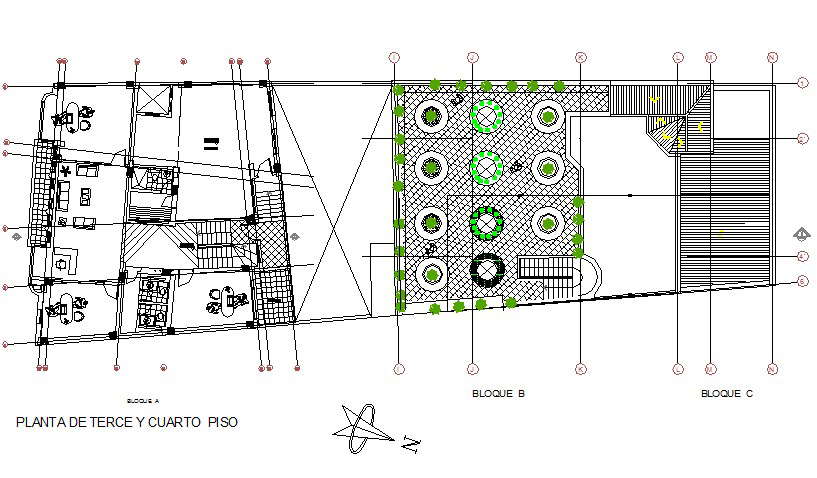 Terrace floor house plan detail dwg file