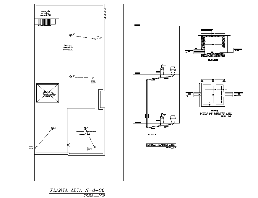 Terrace floor plan detail dwg file