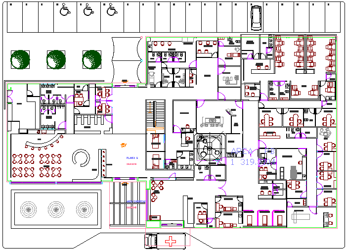 The Architecture Layout of Hospital dwg file