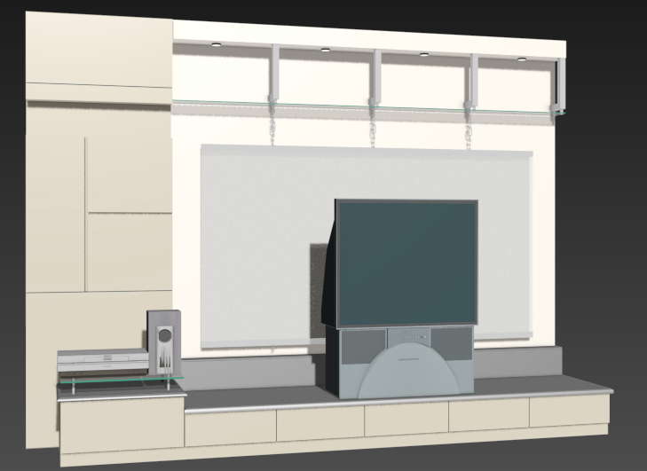 TV Unit CAD Design Shown in 2D DWG File for Interiors