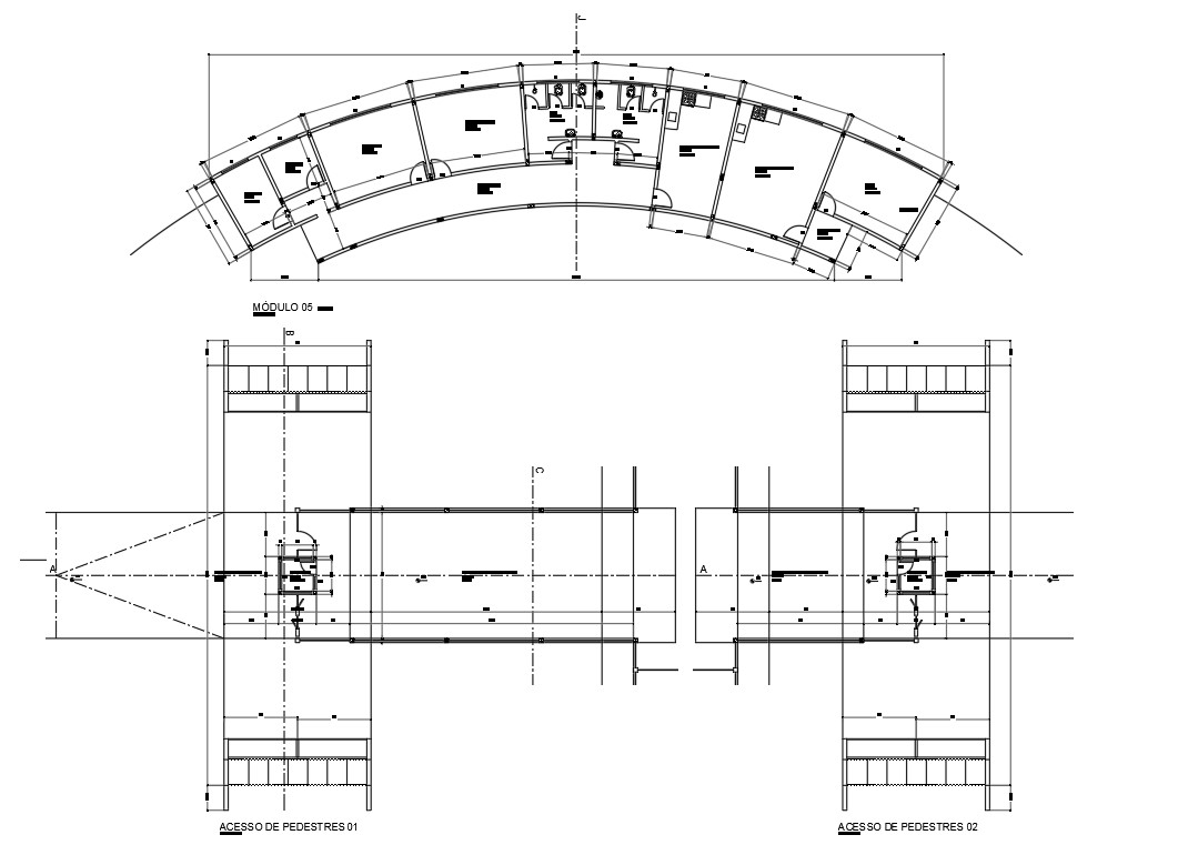 The CAD Detailed Drawing of the curved Toilet building floor plan and section details. Download the AutoCAD 2D DWG file. 