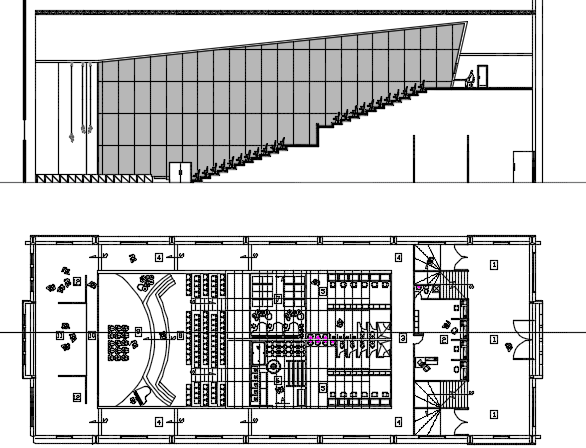 Theater plan and section detail dwg file