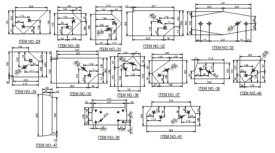 The different angle section of ladder details are given in this 2D AutoCAD DWG drawing file.  Download the Autocad 2D DWG drawing file.