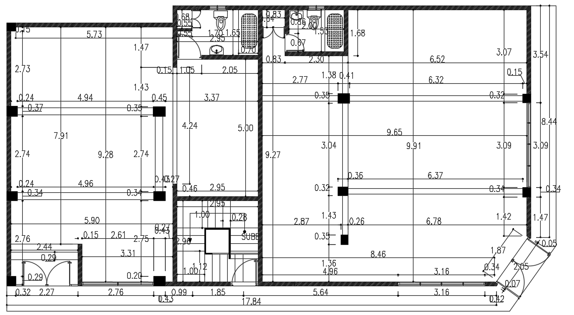 The dimension of the 18x11m house cum local shop ground floor plan