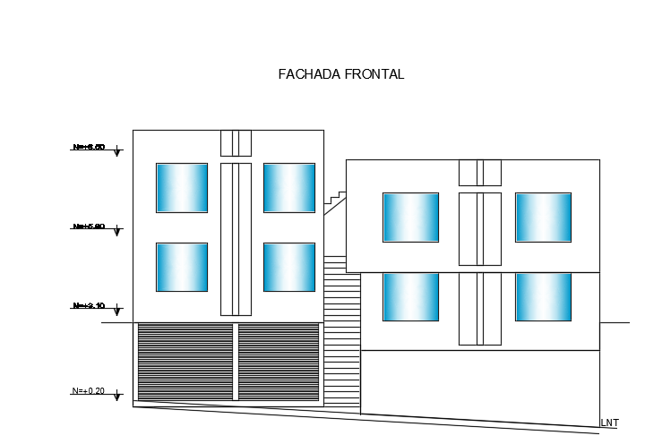 The front elevation view of the 16x11m house building is given in this file