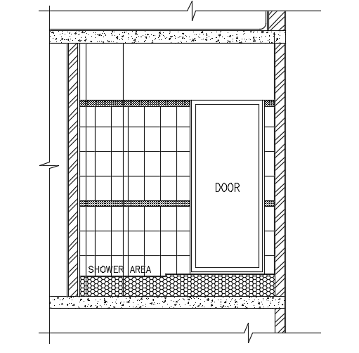 The front elevation view of the 25x20m apartment house toilet building cad drawing