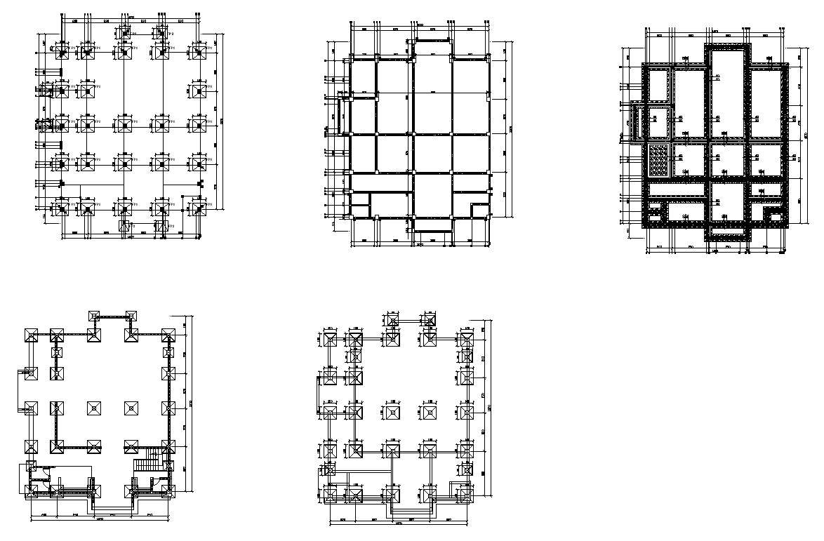 Foundation and Column Layout Plan in AutoCAD 2D Drawing
