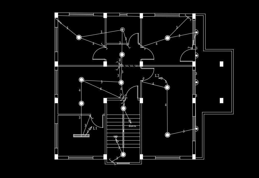 The lighting detail of the 10x10m house plan