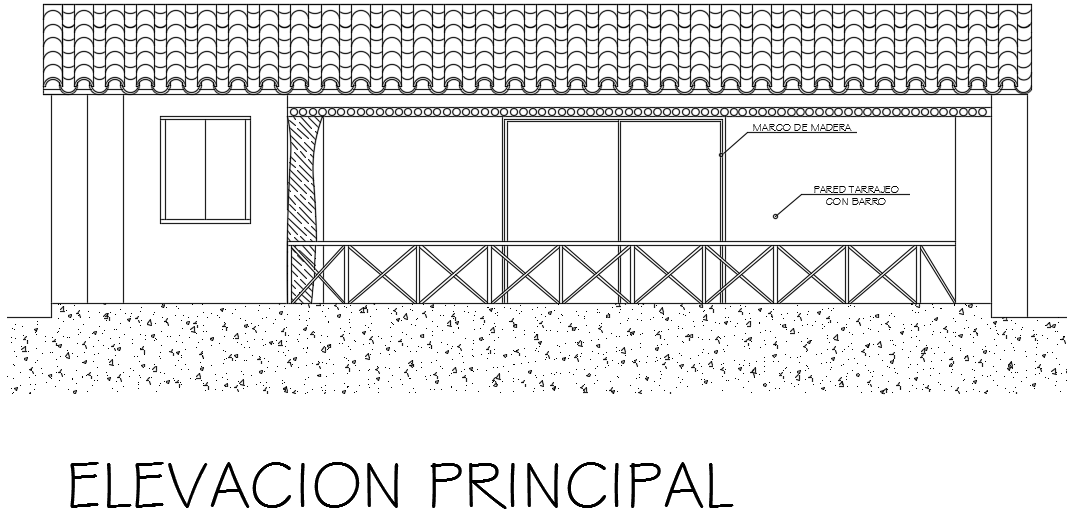 The main elevation view of the 10x6m kid’s bedroom building AutoCAD drawing