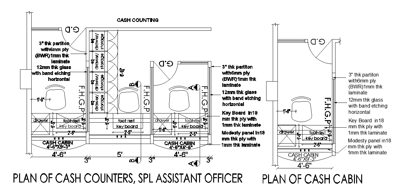 Cash Counting Table AutoCAD Plan for Accurate Layouts