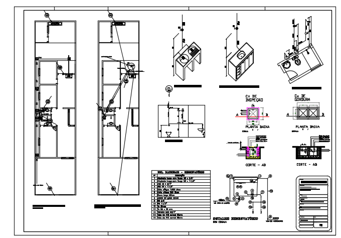 The plumbing layout of the 31x8m residential plan