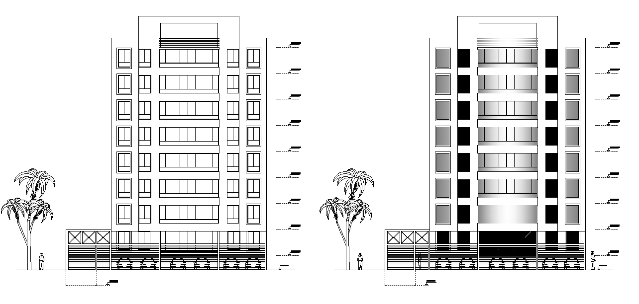 The residence 3 BHK apartment building provided in this AutoCAD drawing file. Download the AutoCAD file. 