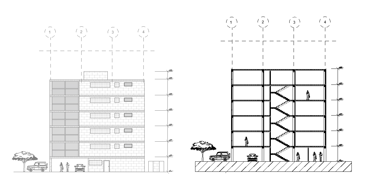 The residence apartment building section detail stated in this CAD drawing. Download the AutoCAD file. 