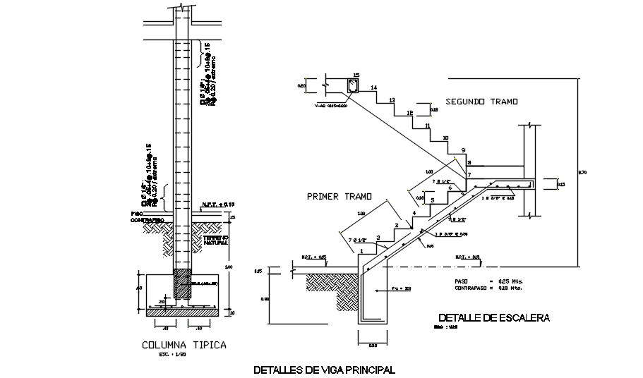 The staircase detail specified in this CAD drawing file. Download the AutoCAD drawing file.