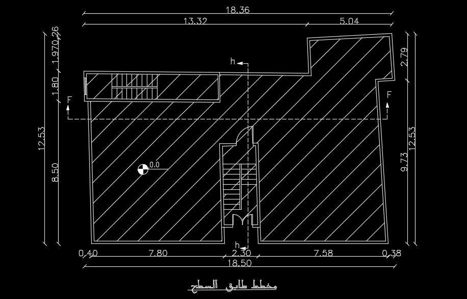 The staircase location detail of the 19x13m house plan