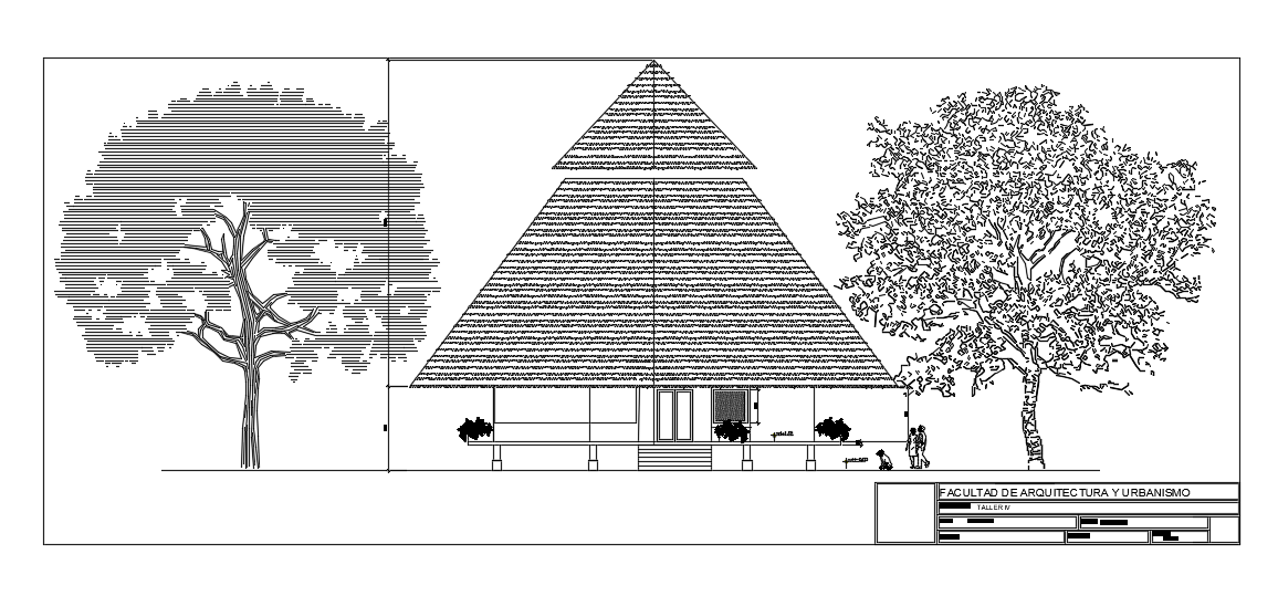 Traditional Two-Story House Elevation in AutoCAD DWG Format