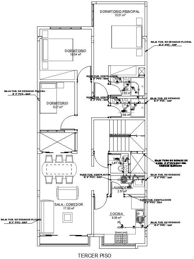 Accurate third-floor layout DWG CAD drawing for house design