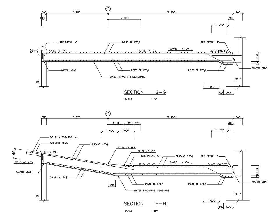 This Autocad DWG drawing file shows the details of basement floor slab of hospital building.  Download the Autocad DWG drawing file.  