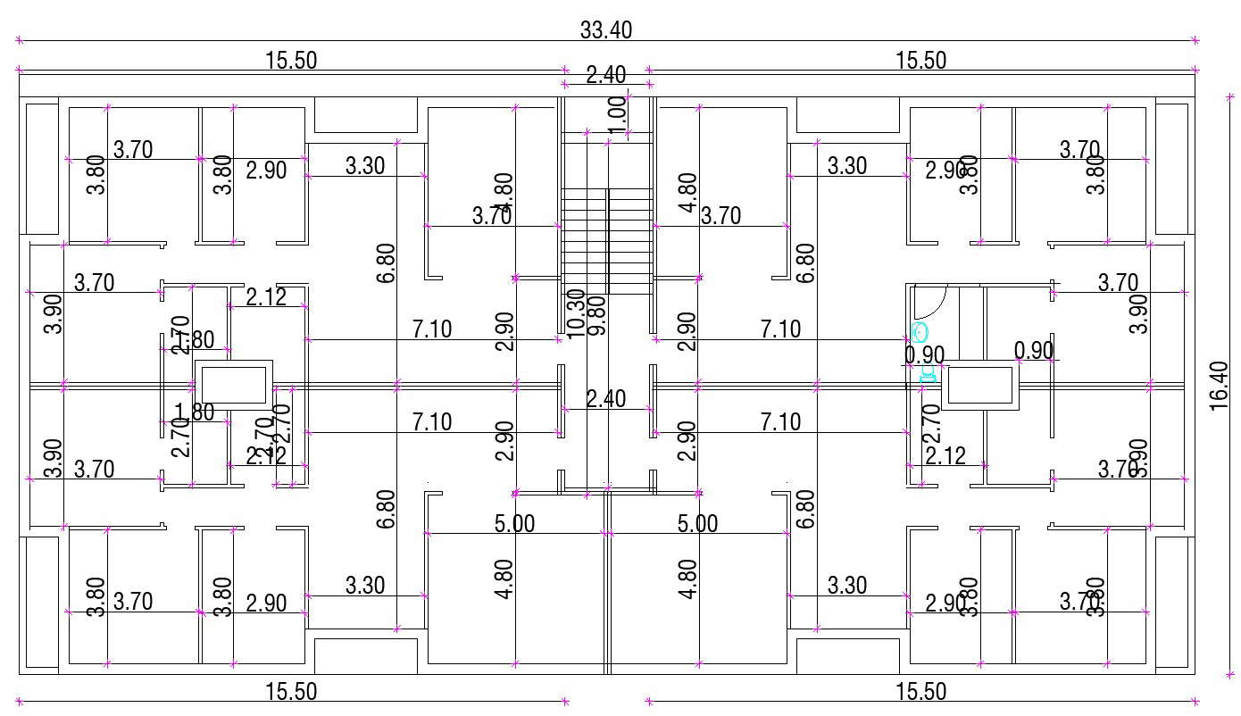 Three BHK Apartment Plan With Dimension DWG File 