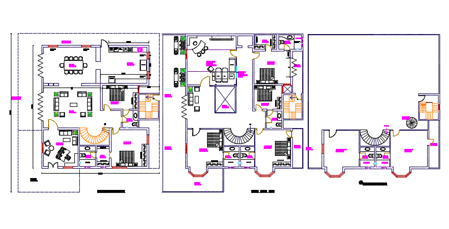 Three Floor House Cad Plan Design