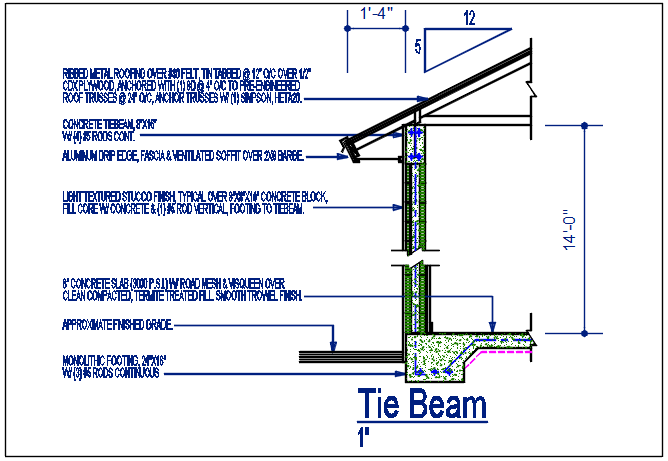 Tie beam detail dwg file
