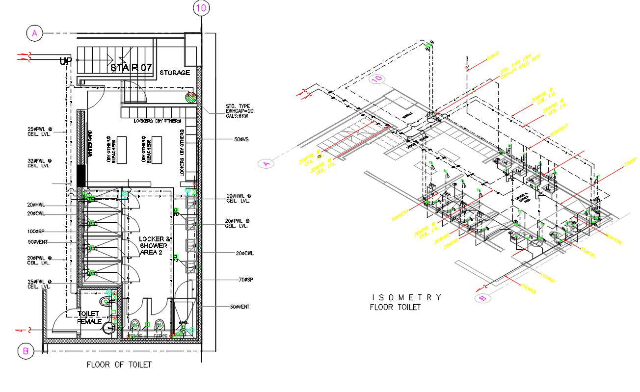 Toilet And Bathroom Plan AutoCAD File