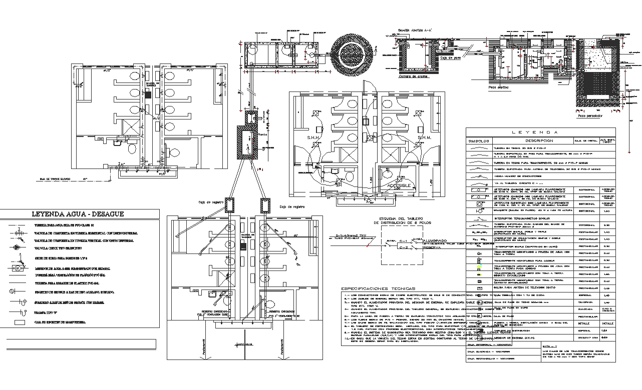Toilet detail and electrical plan detail dwg file
