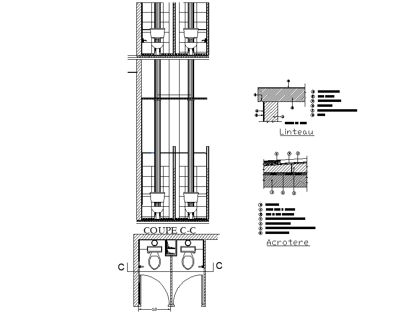 Toilet plan detail, 