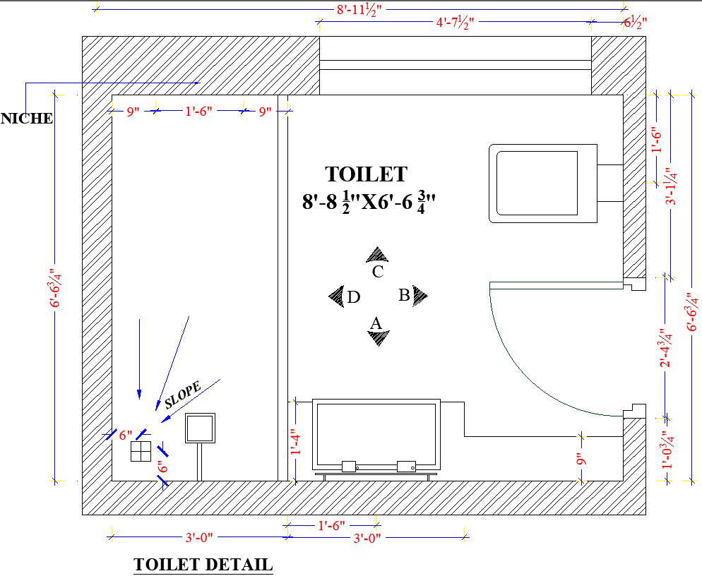  Toilet and bathroom plan 