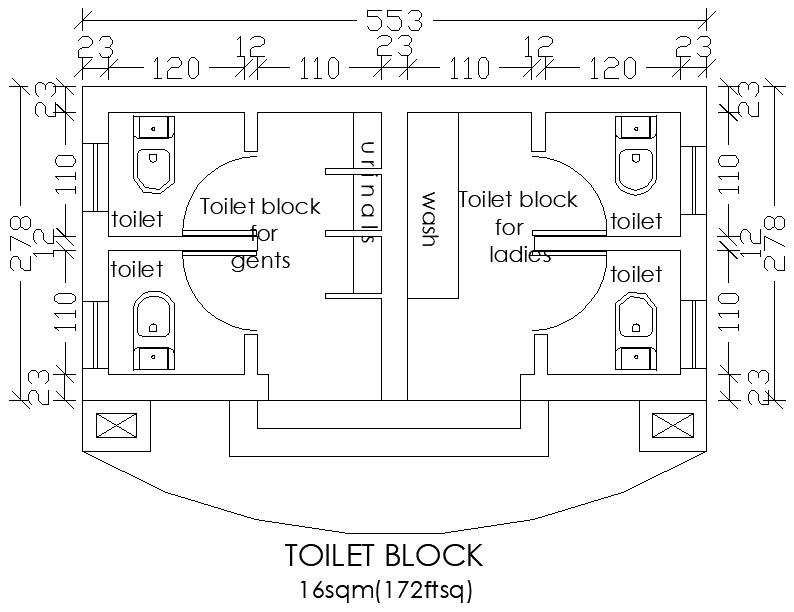 Toilet block of the church detail is given in this 2D Autocad DWG drawing file.  Download the 2D Autocad DWG drawing file.