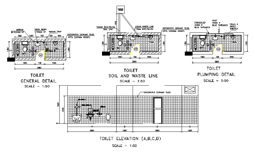 Toilet elevation and terrace floor plan has given in this 2D Autocad DWG drawing file.  Download the 2D Autocad DWG drawing file. 