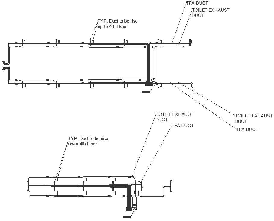 Toilet exhaust duct and TFA duct detail DWG AutoCAD drawing