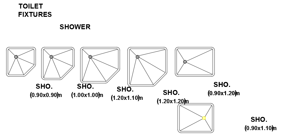 Toilet Fixtures with Shower AutoCAD Drawing CAD Design