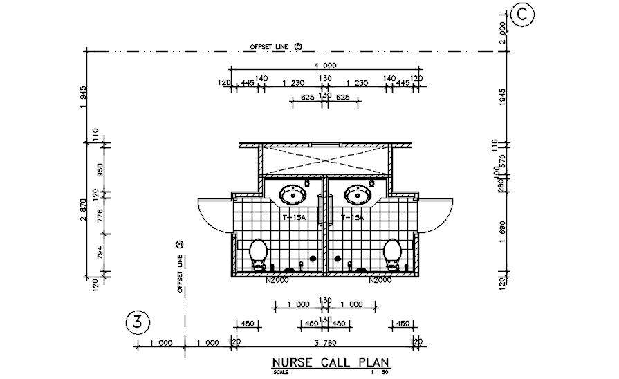  Toilet plan of the hospital buildings (5th & 6th floor) has drawn in the 2D Autocad DWG drawing file.  Download the Autocad DWG drawing file.