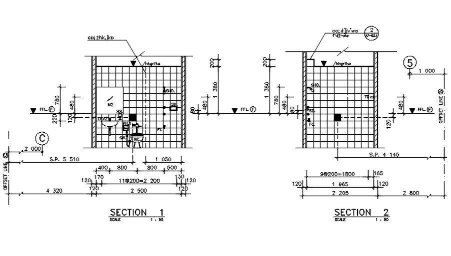 Toilet section of the hospital building is given in the form of 2D Autocad DWG drawing file.  Download the Autocad DWG drawing file.