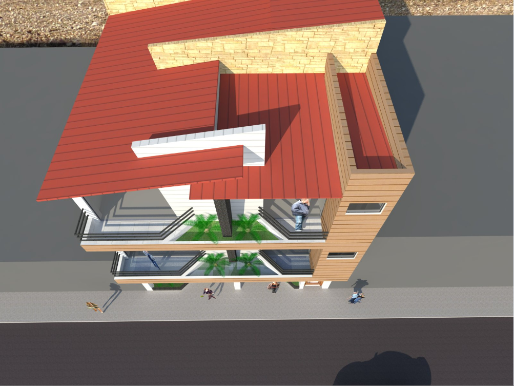 Top view elevation plan of a building dwg file