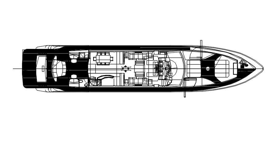 Top view of ship in detail AutoCAD drawing, dwg file, CAD file