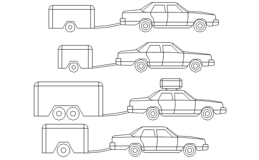 Tow car cad blocks in AutoCAD, dwg file.
