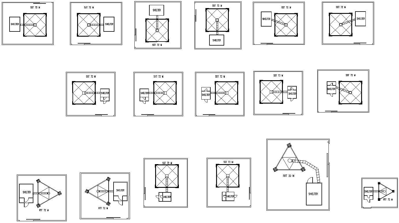 Tower legs connected with shelter design in detail AutoCAD drawing, dwg file, CAD file