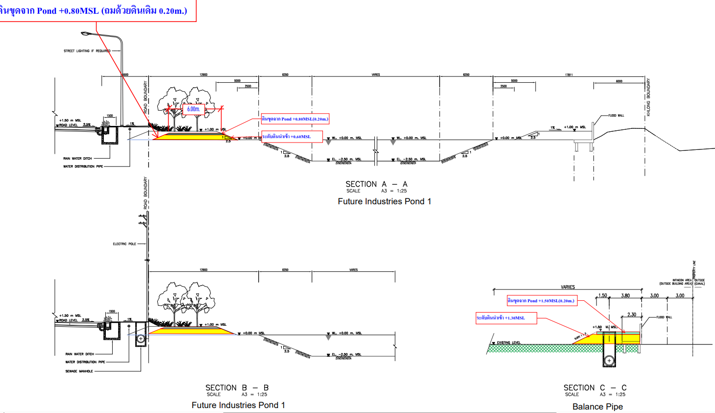 Township Retention Pond Master Plan Layout in AutoCAD DWG File Format.