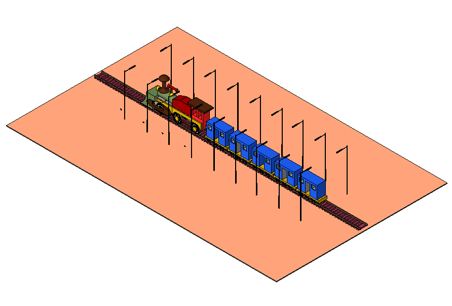 Toy train detail elevation 3d model sketch-up file