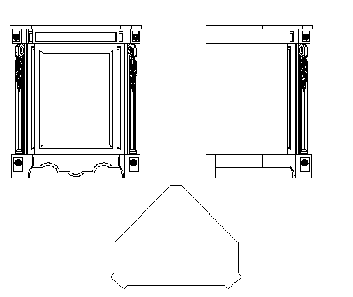 Traditional Table Side and Front View in DWG Drawing